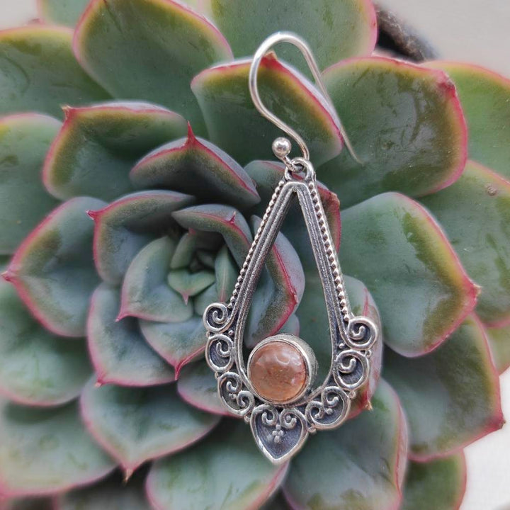 Orecchini etnici pietra del sole in argento 925 - RADHIKA