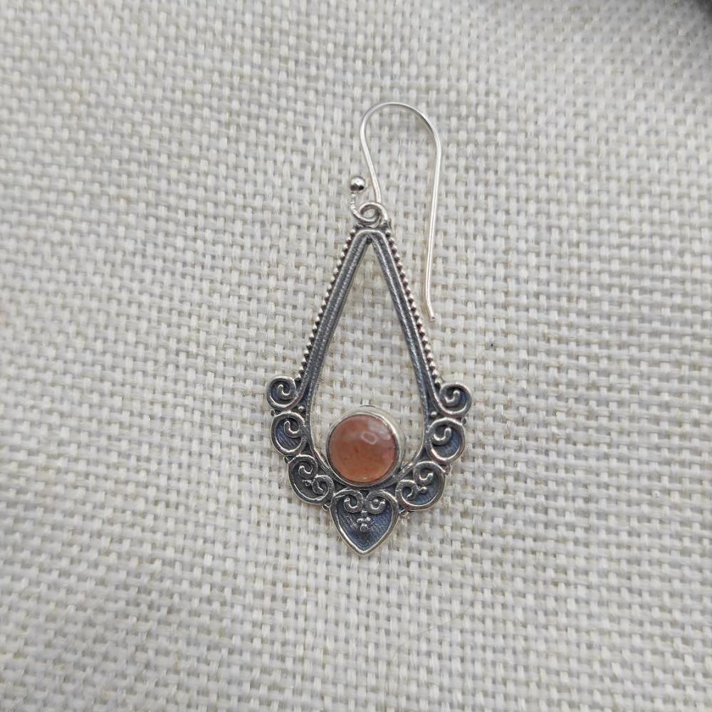 Orecchini etnici pietra del sole in argento 925 - RADHIKA