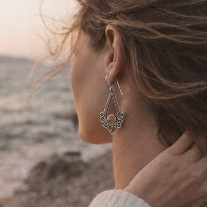 Orecchini etnici pietra del sole in argento 925 - RADHIKA