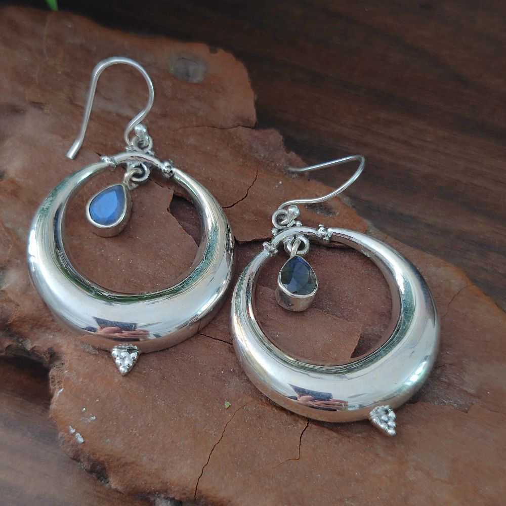 ORECCHINI etnici con pietra in argento 925 - DUKURA