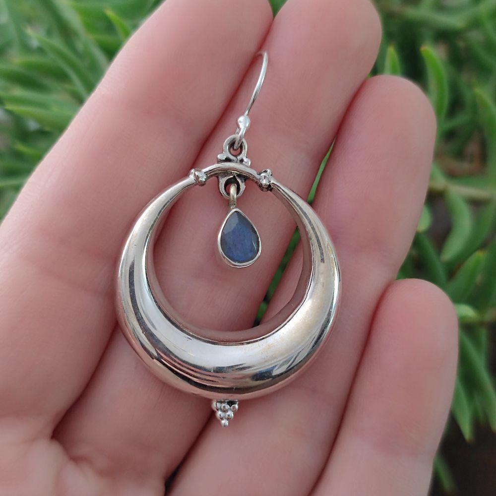 ORECCHINI etnici con pietra in argento 925 - DUKURA