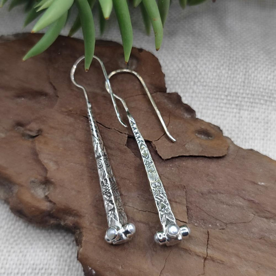 ORECCHINI etnici in argento con pietra - KARAR