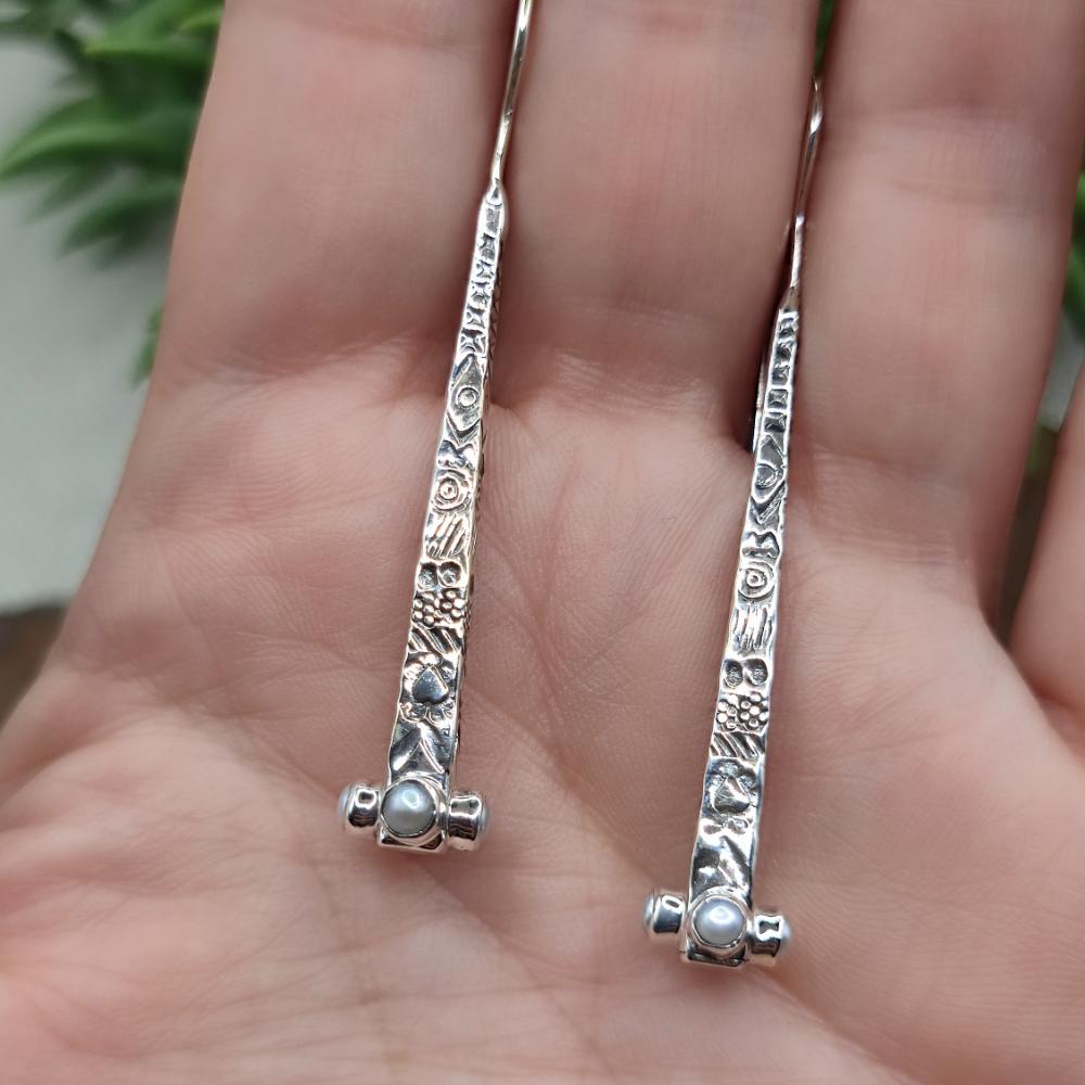 ORECCHINI etnici in argento con pietra - KARAR