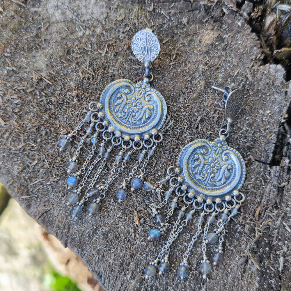 Orecchini artigianali con pietra in argento 925 - KEORAK