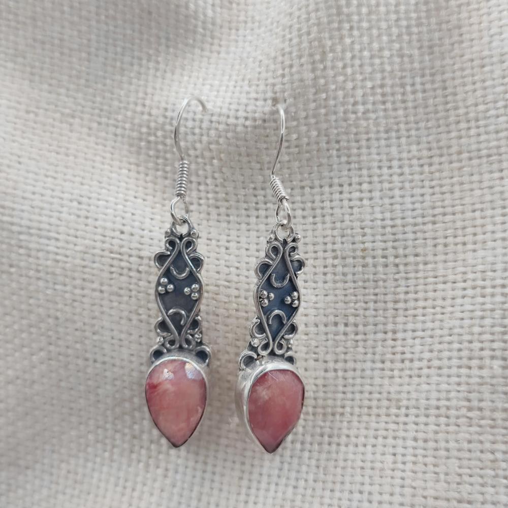 Orecchini etnici in argento 925 radice di rubino - ALAKNANDA