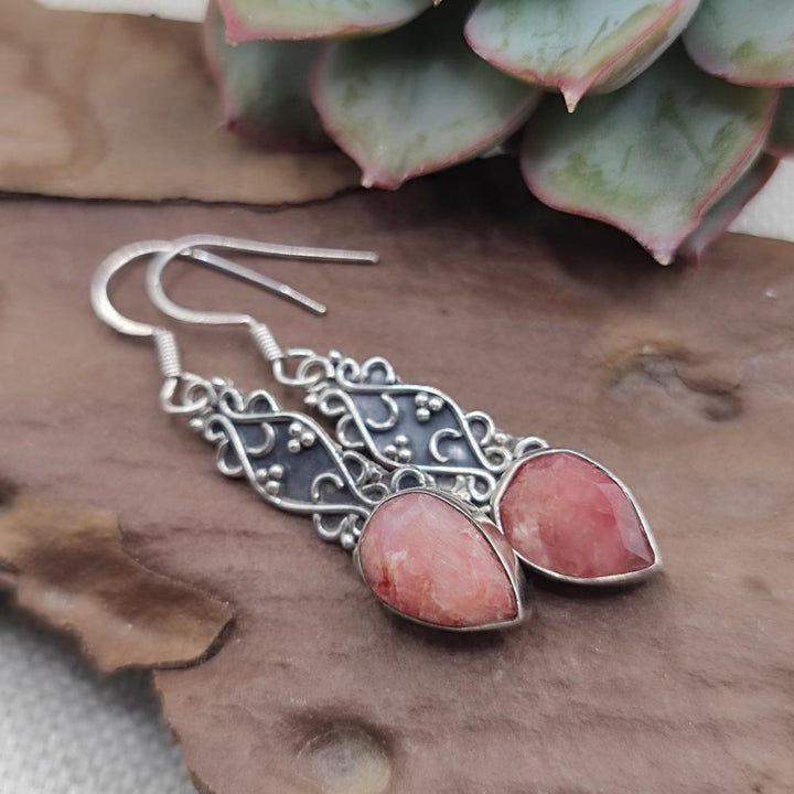 Orecchini etnici in argento 925 radice di rubino - ALAKNANDA