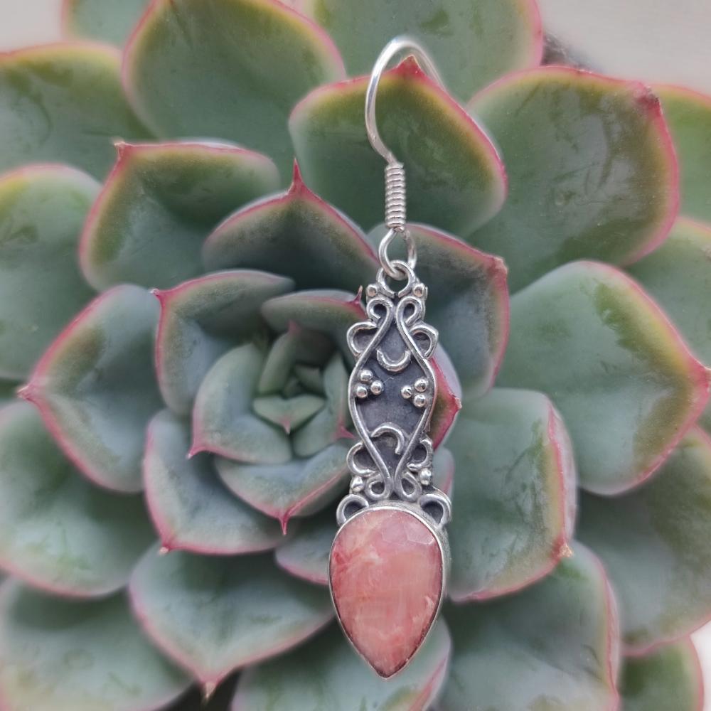 Orecchini etnici in argento 925 radice di rubino - ALAKNANDA