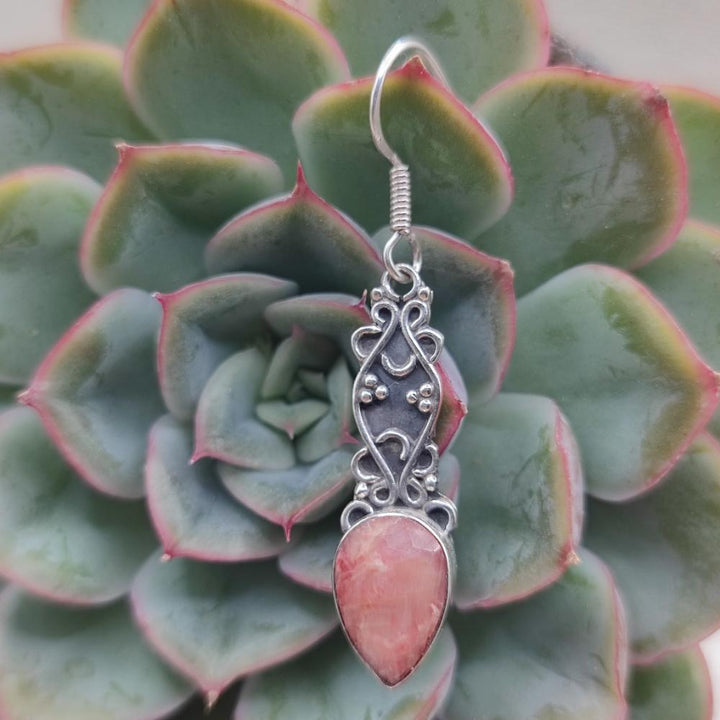 Orecchini etnici in argento 925 radice di rubino - ALAKNANDA