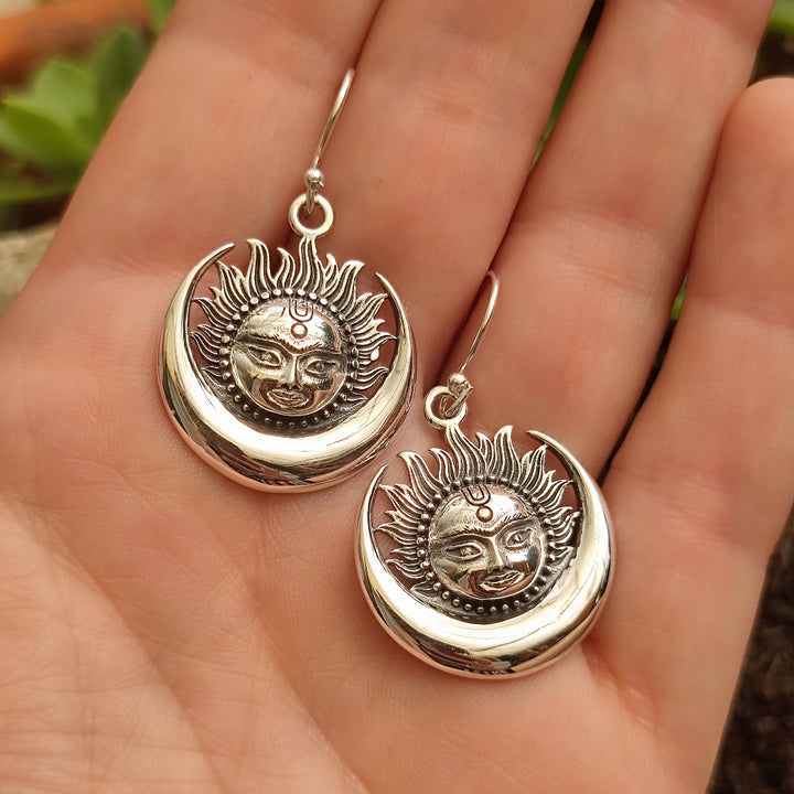 ORECCHINI etnici in argento 925 sole e luna - AMURLA