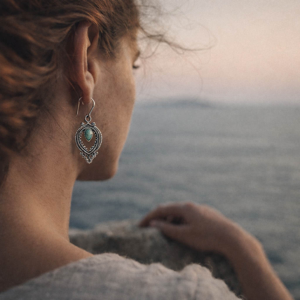 Orecchini etnici in argento 925 con tuchese - ISHANI