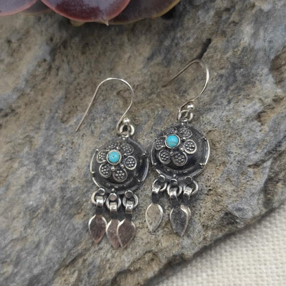Orecchini etnici in argento 925 turchese - PRITH