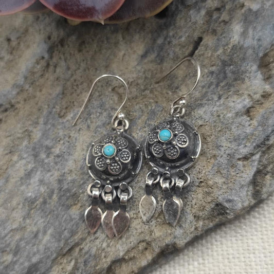 Orecchini etnici in argento 925 turchese - PRITH