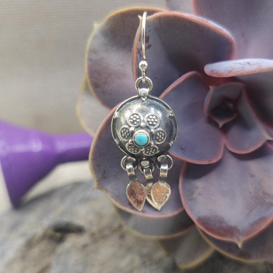 Orecchini etnici in argento 925 turchese - PRITH