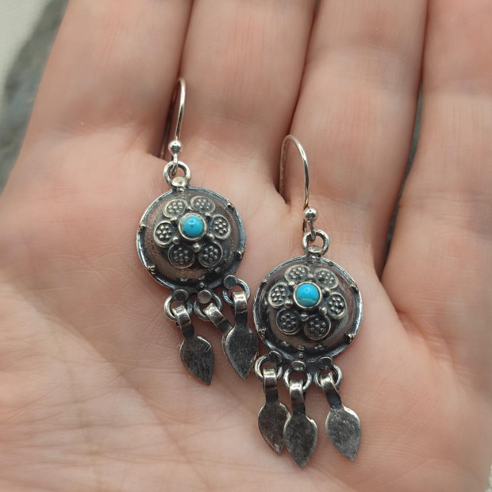Orecchini etnici in argento 925 turchese - PRITH