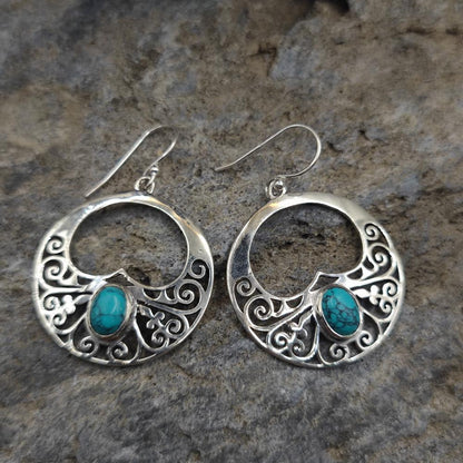 Orecchini etnici in argento 925 turchese - SHASHI
