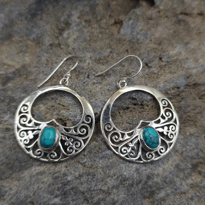 Orecchini etnici in argento 925 turchese - SHASHI
