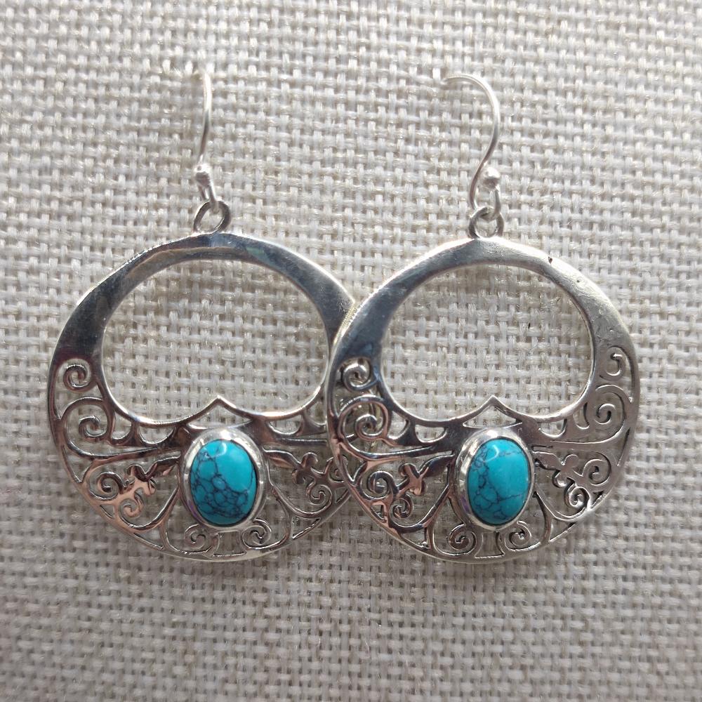Orecchini etnici in argento 925 turchese - SHASHI