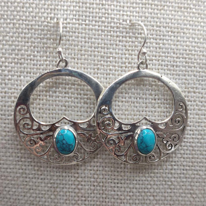 Orecchini etnici in argento 925 turchese - SHASHI