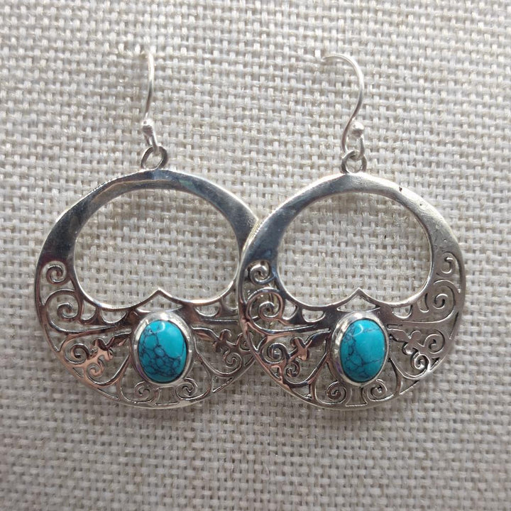 Orecchini etnici in argento 925 turchese - SHASHI