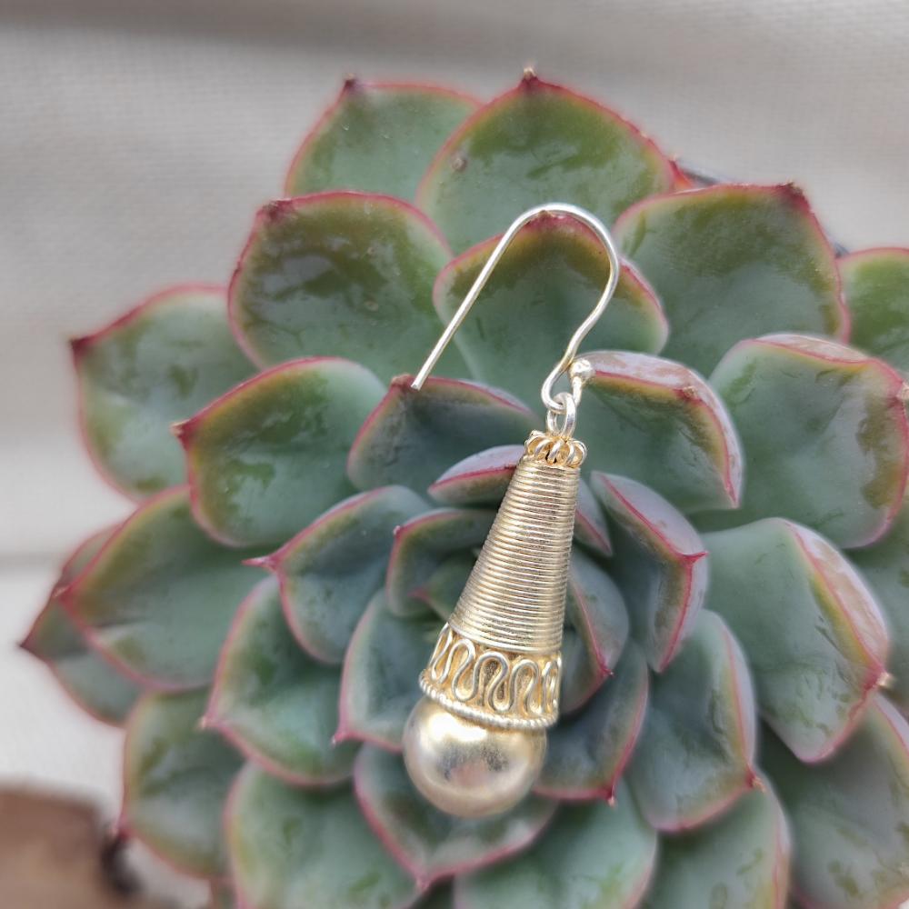 Orecchini etnici in argento dorato - KARNPULI