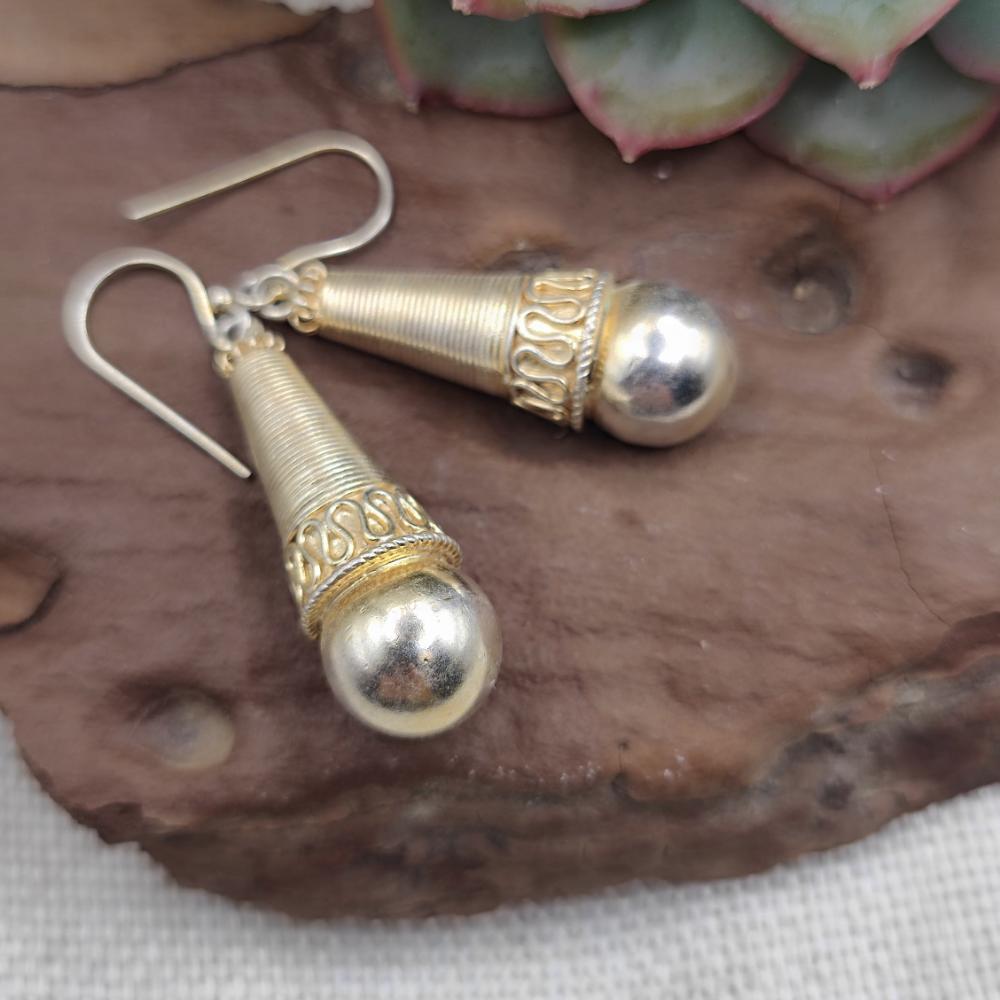 Orecchini etnici in argento dorato - KARNPULI