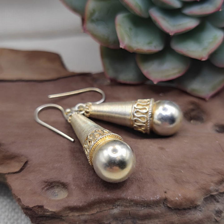 Orecchini etnici in argento dorato - KARNPULI