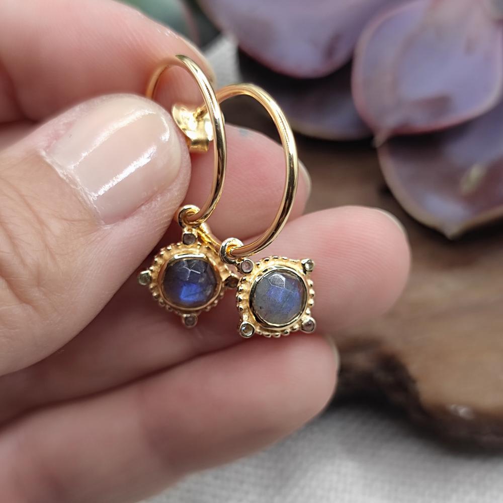 ORECCHINI in argento dorato con pietra - RAJDOOR