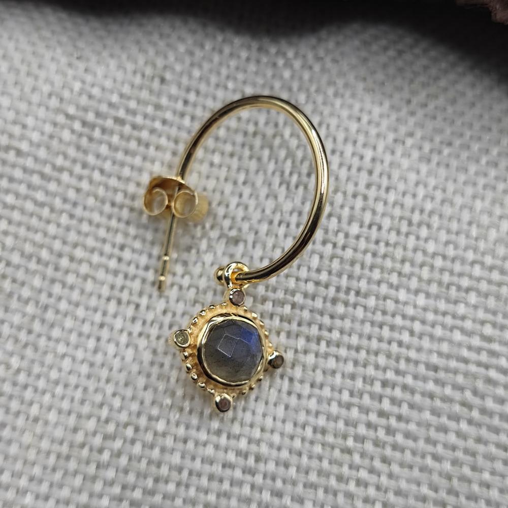 ORECCHINI in argento dorato con pietra - RAJDOOR