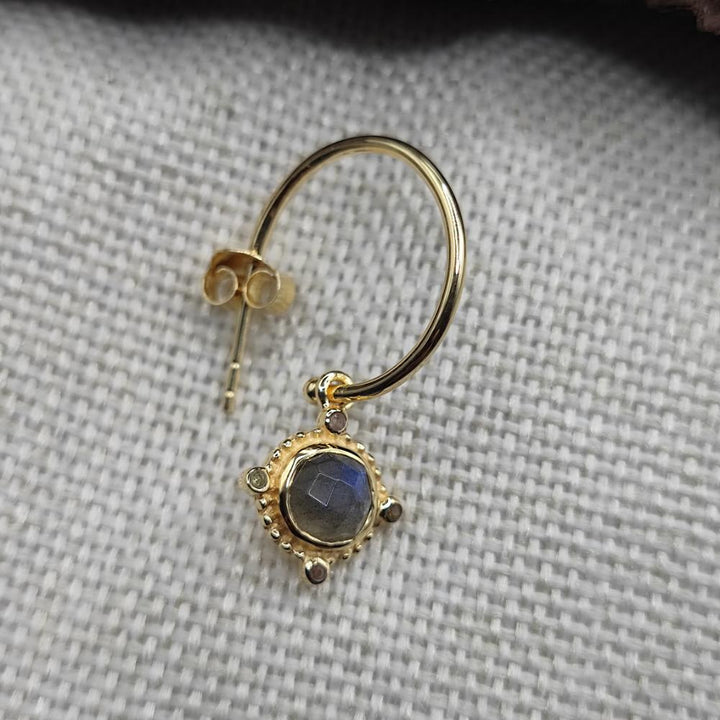 ORECCHINI in argento dorato con pietra - RAJDOOR