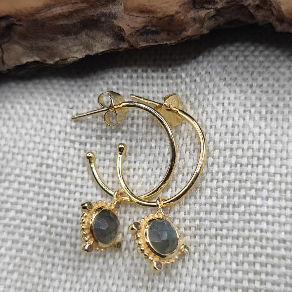 ORECCHINI in argento dorato con pietra - RAJDOOR