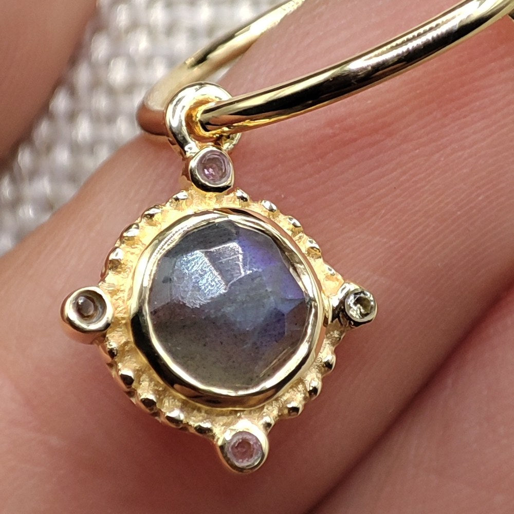 ORECCHINI in argento dorato con pietra - RAJDOOR