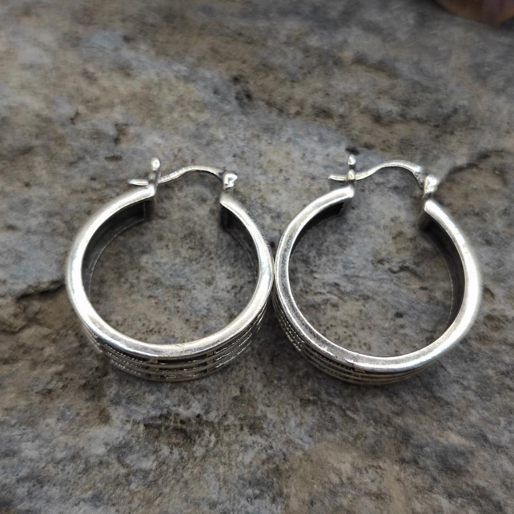 Orecchini etnici a cerchio in argento 925 - BIKANER
