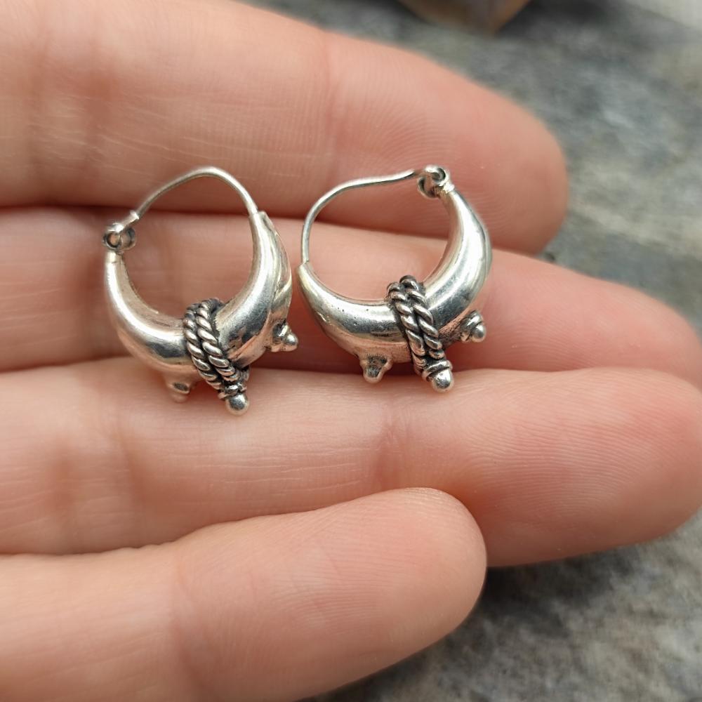 Orecchini etnici a cerchio in argento 925 - MANDAWA