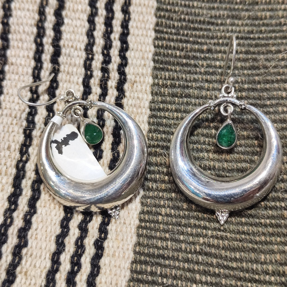 ORECCHINI etnici con pietra in argento 925 - DUKURA