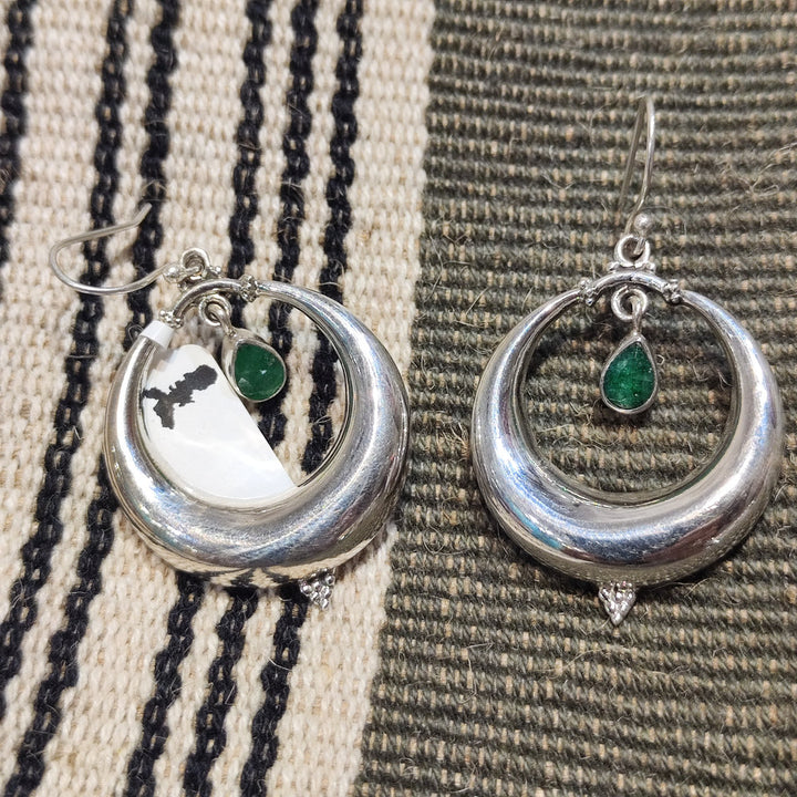 ORECCHINI etnici con pietra in argento 925 - DUKURA