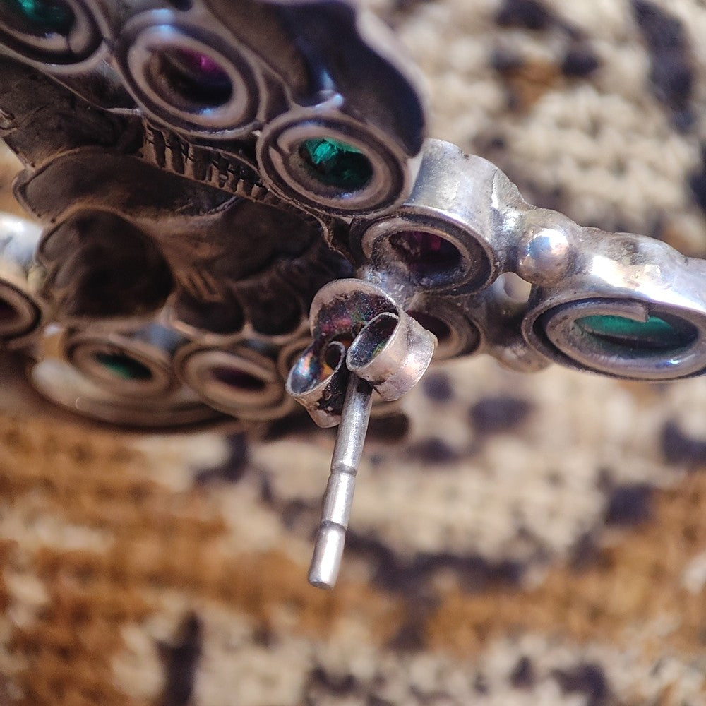 Orecchini Pendenti MALANG In Argento 925 Con Pietra Corniola | Design Vintage Floreale | Realizzati A Mano | 35 Mm