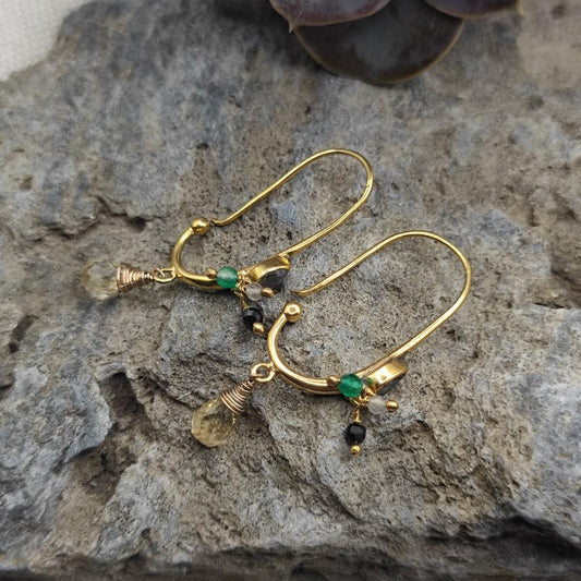 ORECCHINI in ottone quarzo citrino - VAYUSHA