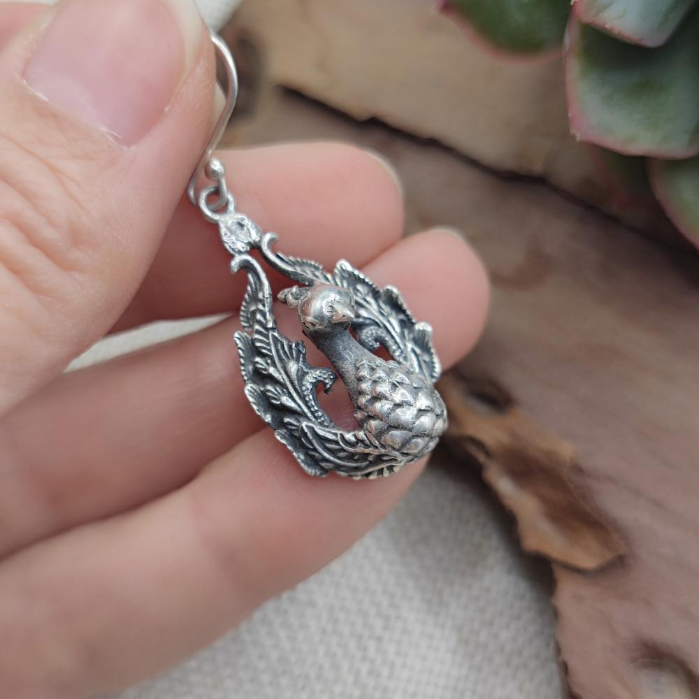 Orecchini etnici argento 925 con pavone - VINAPUR