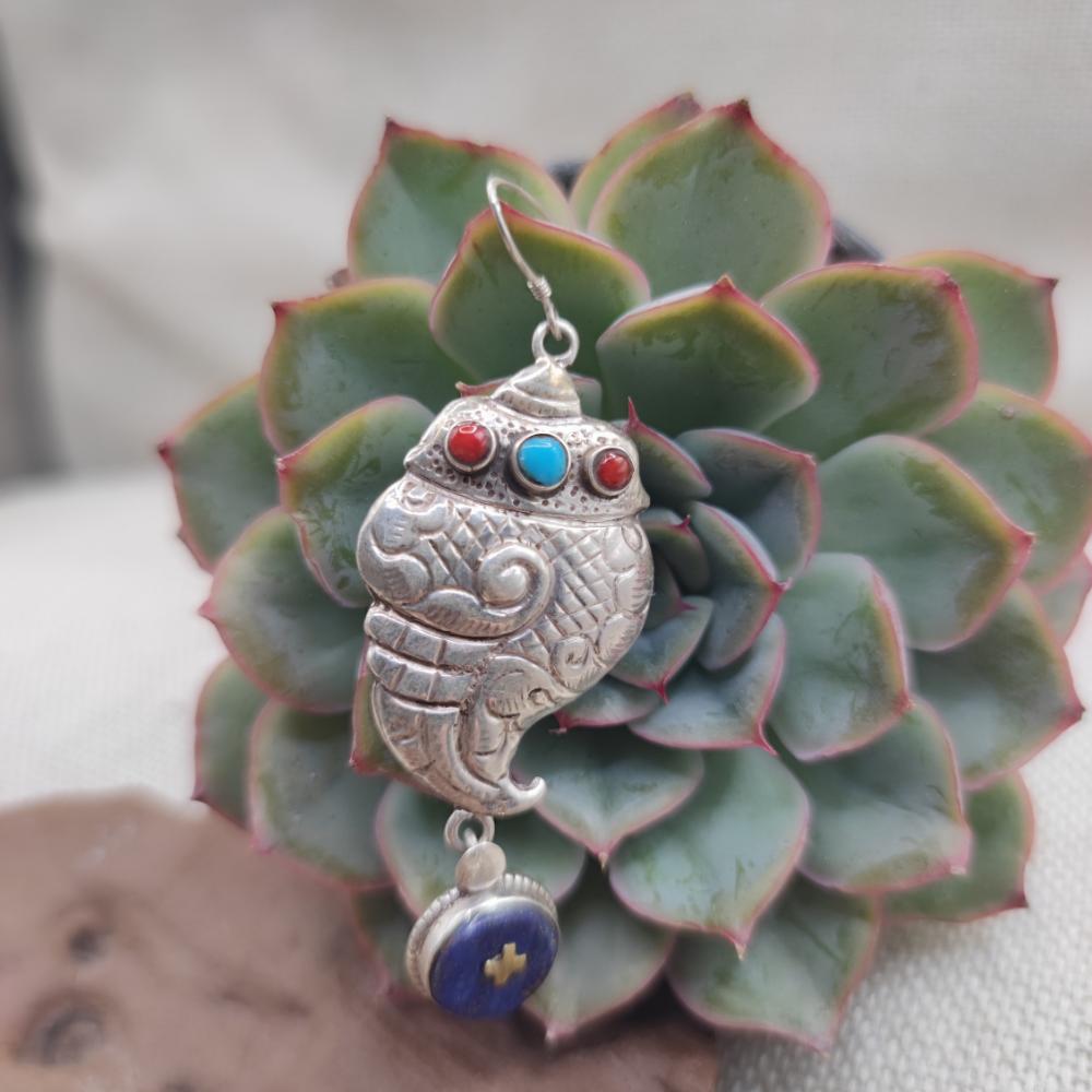 Orecchini tibetani argento 925 lapislazzuli - RIGUTTA