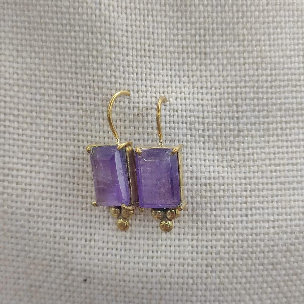 ORECCHINI in ottone con ametista - BASANTI
