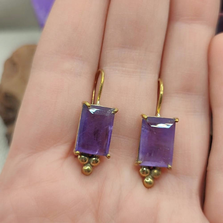 ORECCHINI in ottone con ametista - BASANTI