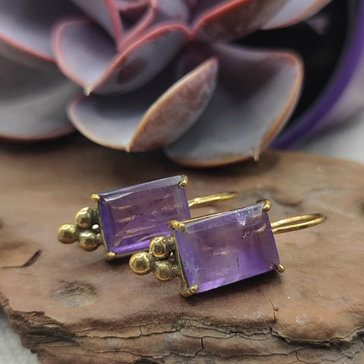 ORECCHINI in ottone con ametista - BASANTI
