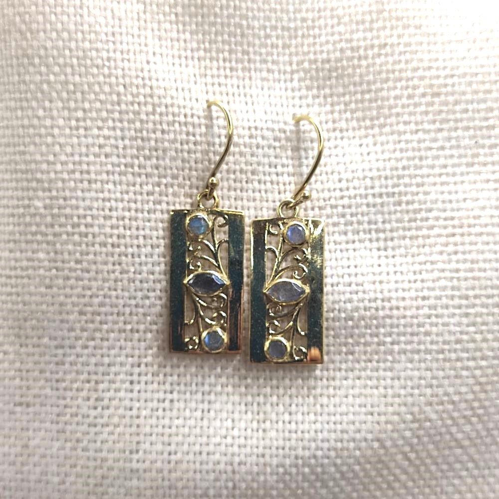 ORECCHINI in ottone con labradorite - VARNISHA