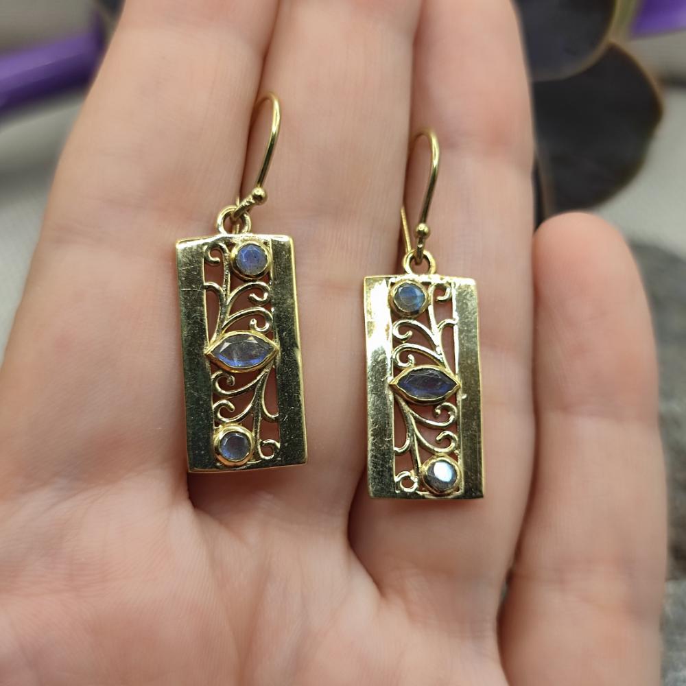 ORECCHINI in ottone con labradorite - VARNISHA