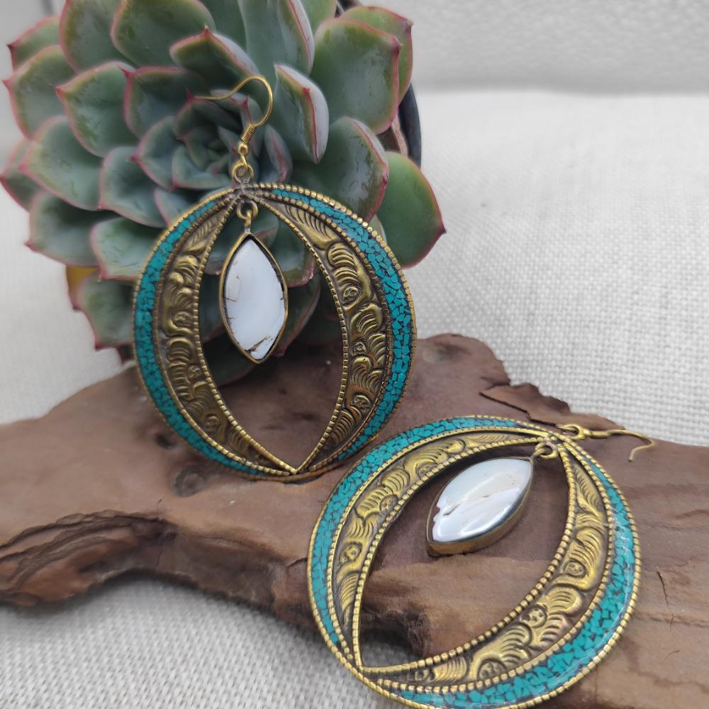 ORECCHINI tibetani in ottone con madreperla - UPPER