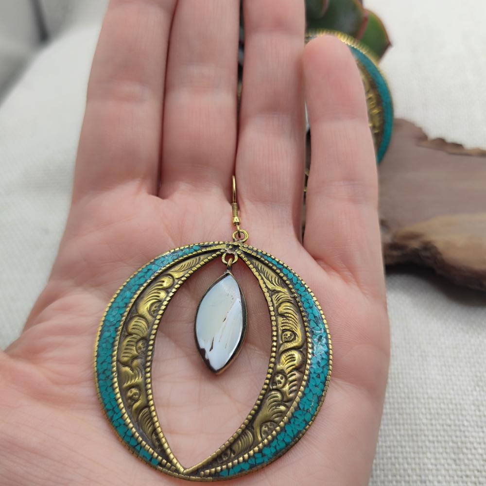 ORECCHINI tibetani in ottone con madreperla - UPPER