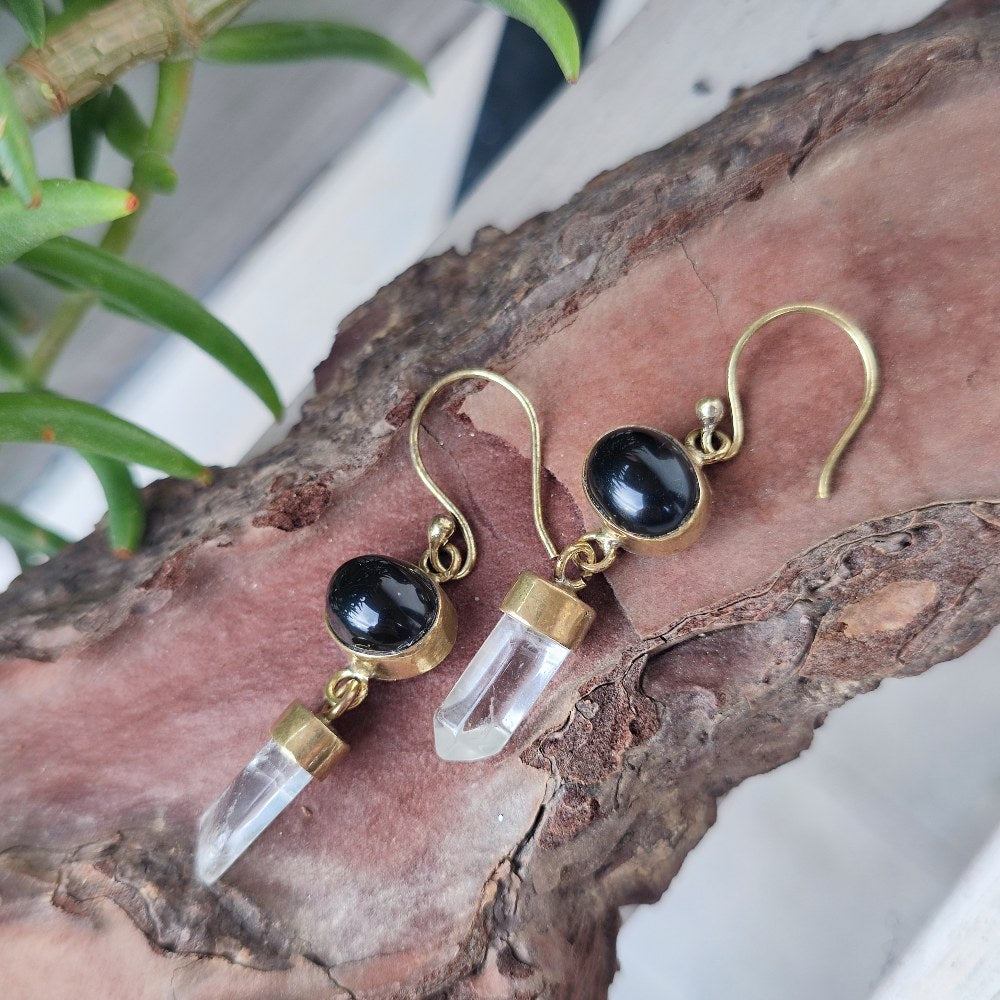 Orecchini etnici indiani in ottone pietra - DANTAN