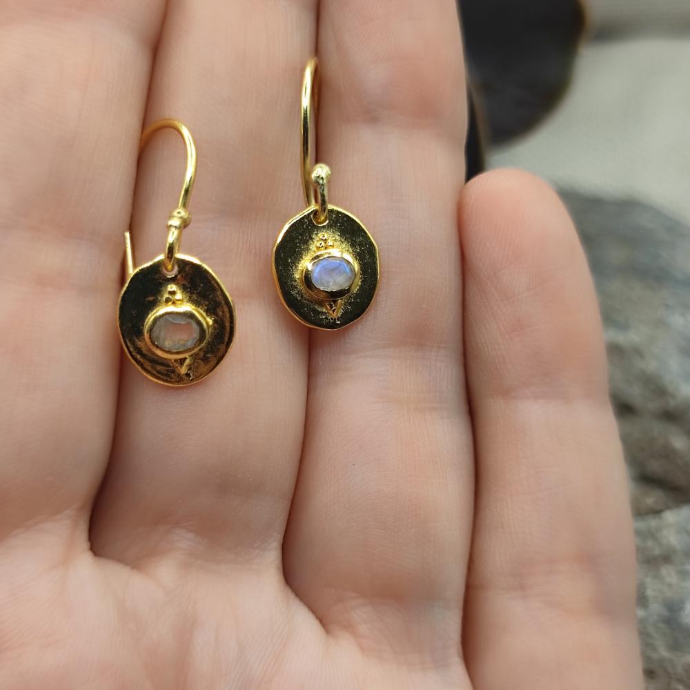 ORECCHINI in ottone pietra di luna - INDRAVA