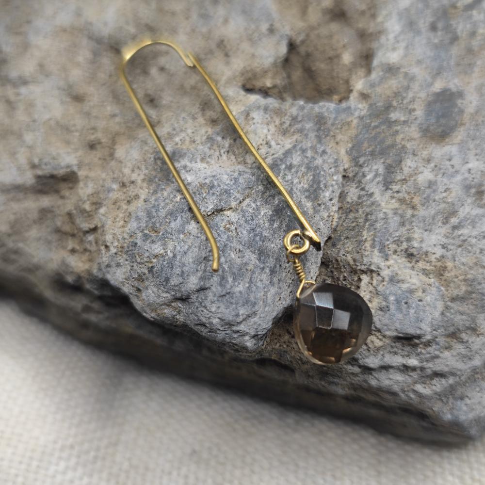 ORECCHINI in ottone con quarzo fumè - TAMRISHA