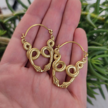 Orecchini indiani con serpenti in ottone - THOTTYIAM